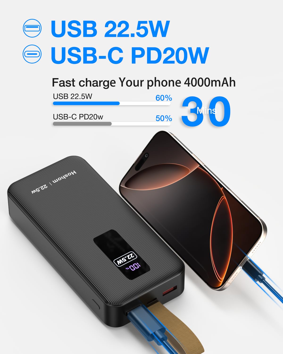 Power Bank 27000mAh 22.5W Fast Charging Portable Charger